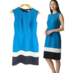 Shoshanna Sheath Short Dress casual sleeveless blue size 4